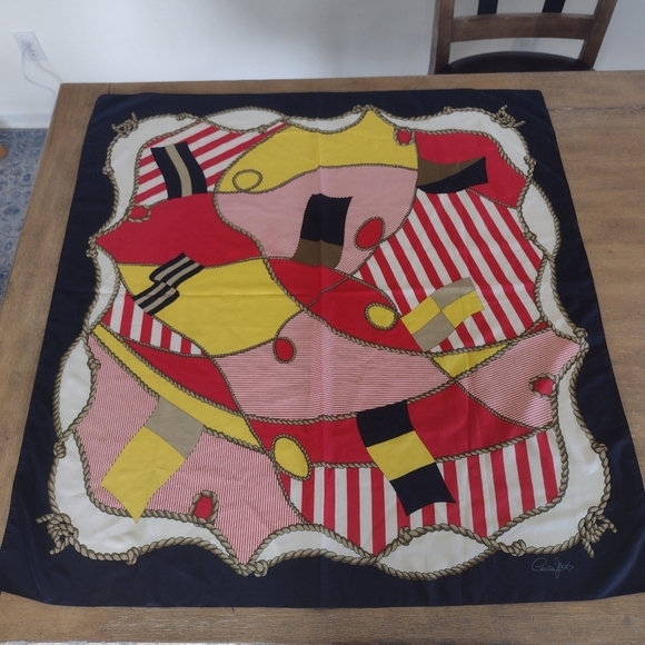 Authentic Cornelia James Nautical Scarf 35" Square - Picture 2 of 8